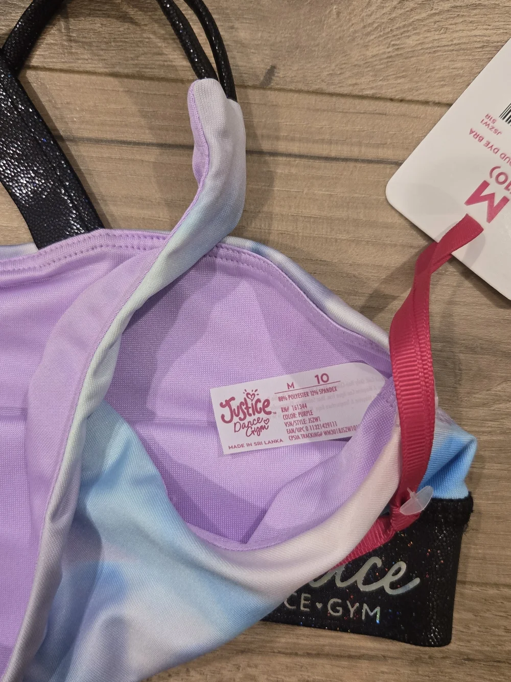NWT Justice Girls Strappy Back Sports Bra size MED 10